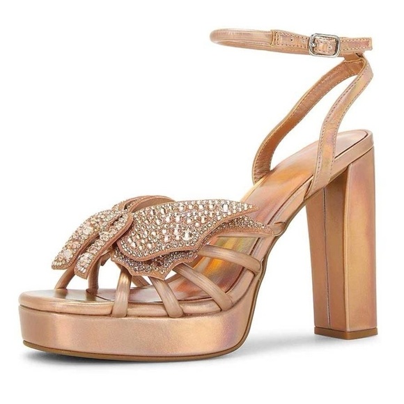 Jeffrey Campbell Fantasies Platform Sandal in Rose Gold Metallic Holographic 8.5 - Picture 6 of 11